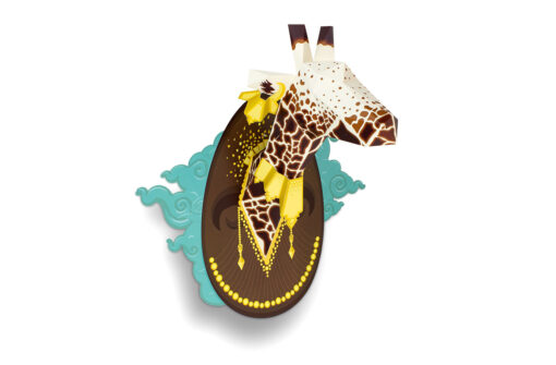 Girafe en papier fond carte