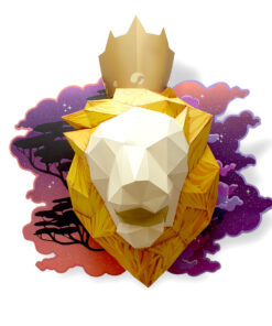Lion en papier fond carte