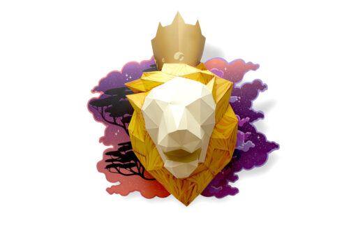 Lion en papier fond carte