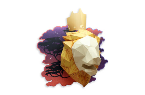 Lion en papier fond carte – Image 3