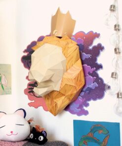 Alternative view of Lion en papier fond carte