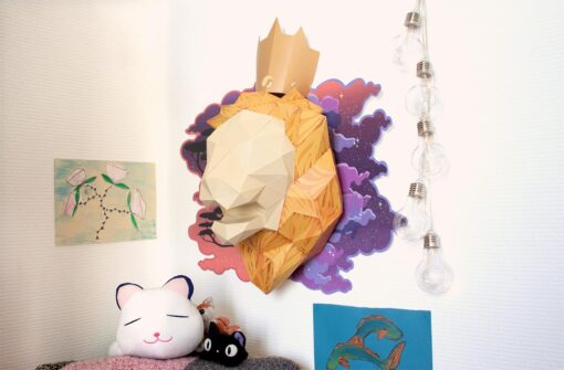 Lion en papier fond carte – Image 2