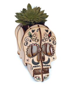 Crâne calavera en bois