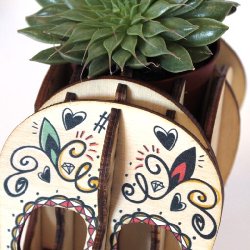 Crâne calavera en bois – Image 4