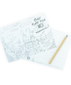 Carte à colorier Chat plane