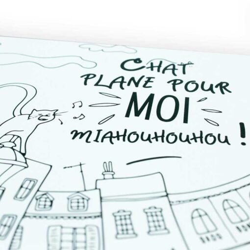 Carte à colorier Chat plane – Image 2
