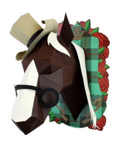 Cheval en papier fond carte