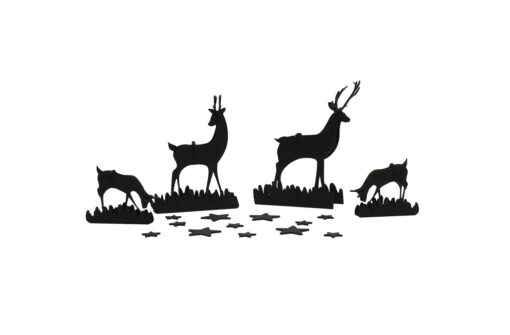 Famille de cerf en carton noir