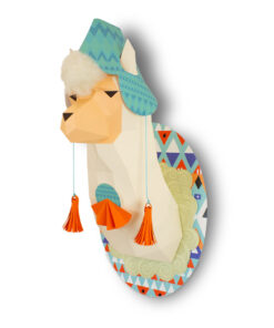 Lama en papier fond carte