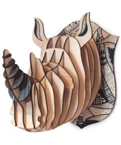 Tête de rhinocéros en bois