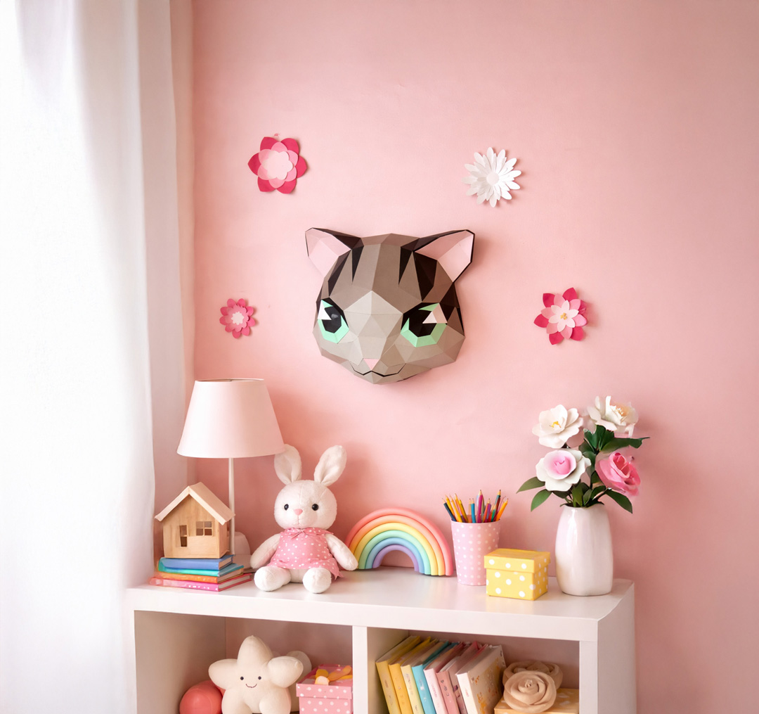 Tête de chat en papier 3D – Image 5