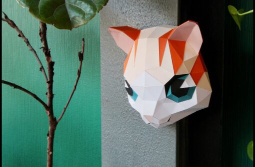 Tête de chat en papier 3D – Image 2