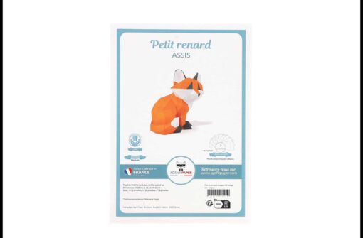 Petit renard assis en papier 3D – Image 4