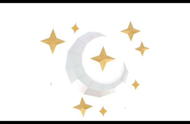 Lune et étoiles en papier