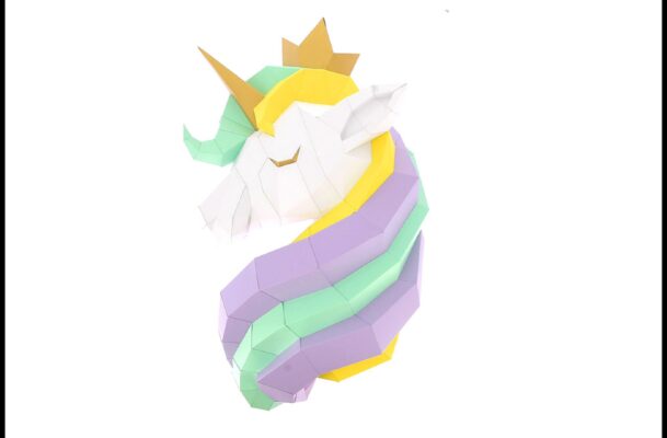 Tête de licorne en papier 3D