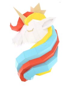 Alternative view of Tête de licorne en papier 3D
