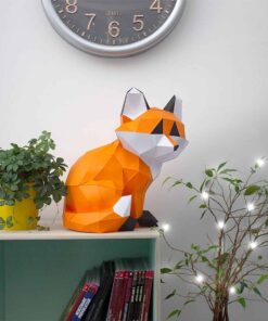 Alternative view of Petit renard assis en papier 3D