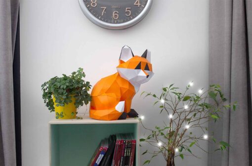 Petit renard assis en papier 3D – Image 2