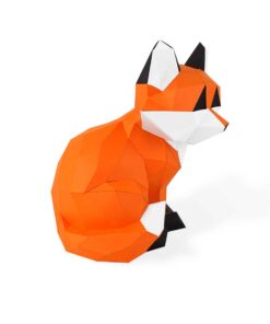 Petit renard assis en papier 3D