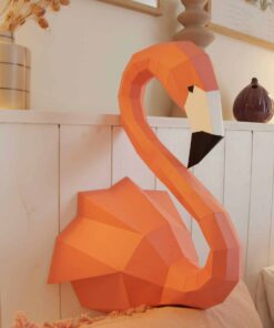 Alternative view of Flamant rose en papier 3D