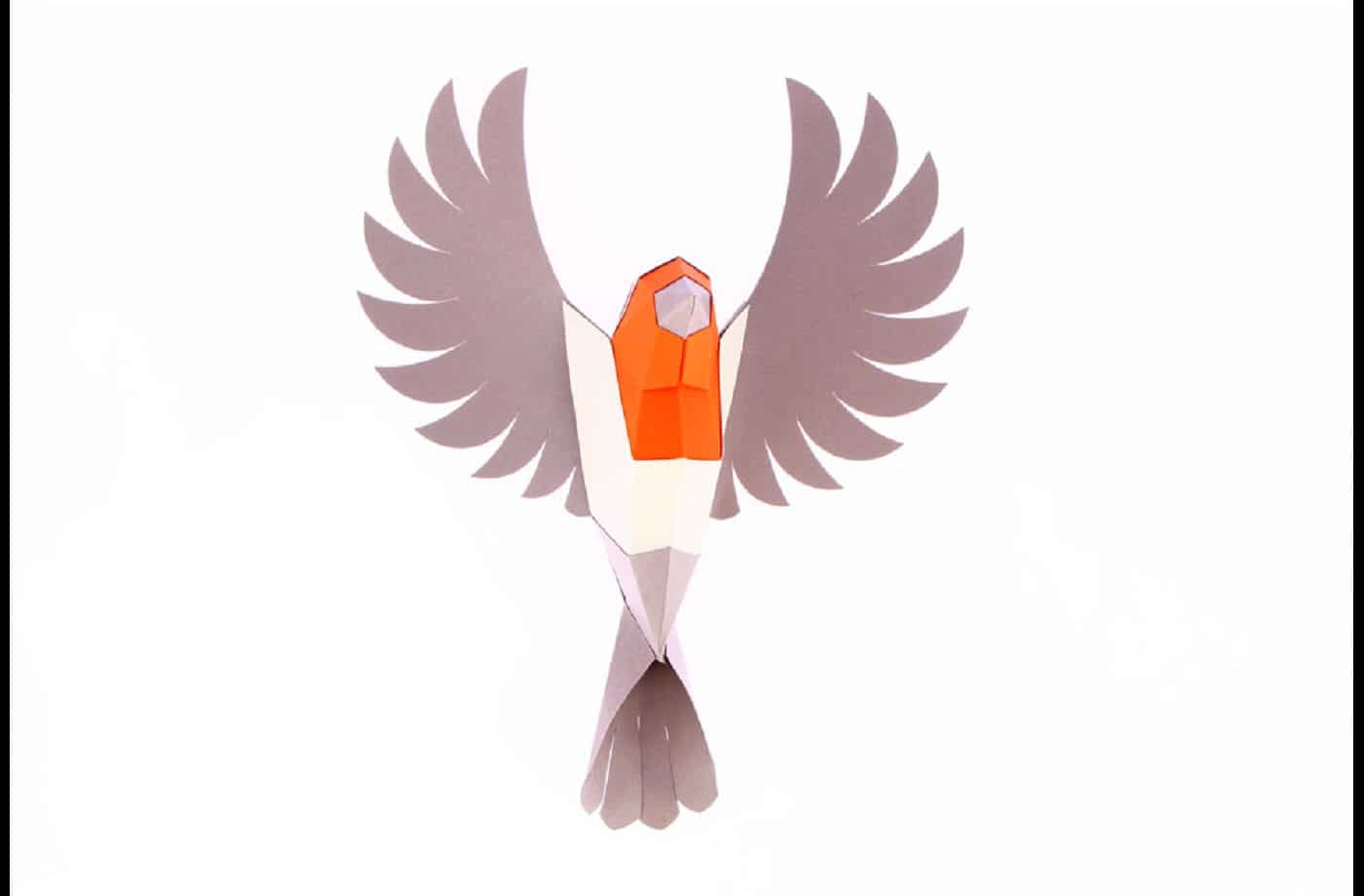 Rouge gorge en papier 3D