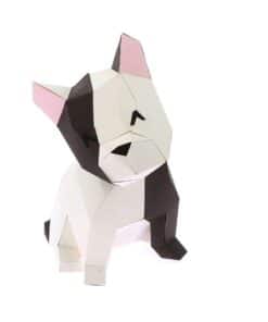 Bouledogue assis en papier